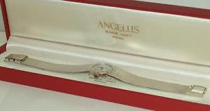 Angelus Nice Vintage NOS Solid 14K White Gold Dress Watch For Women - Serviced