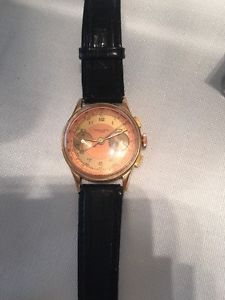 Chronograph Suisse Vintage Men's Watch 18k Rose Gold/black