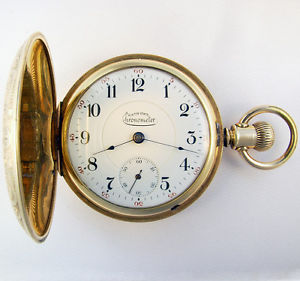 ILLINOIS INTERSTATE CHRONOMETER 23 JEWEL 18s HUNTING CASE RAILROAD POCKET WATCH