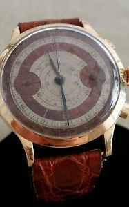 Ultra Rare Eberhard Pre Extra Fort Rose Gold 18K  Rare Burgundy Dial Museum Mint