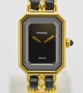 Auth Vintage CHANEL Premiere  Black dial S size quartz Ladies watch #27446