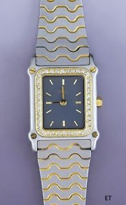 Lovely Ebel Stainless Steel 18k & Diamond Ladies Two-Tone Wristwatch