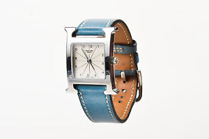 Hermes Blue Jean Stainless Steel Leather Strap 