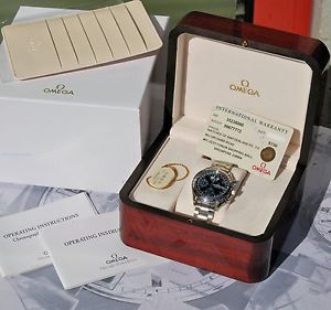 BELLISSIMO crono OMEGA Speedmaster tripla data DAY DATE quadrante blu + box doc