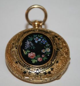 Taschenuhr 750 er Gold Sammlerstück Emaille 8 Rubis um 19 Jh.