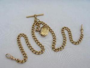 Rare Antique 18ct Solid Gold Double Albert Curb Link Watch Chain 54.2 grams.