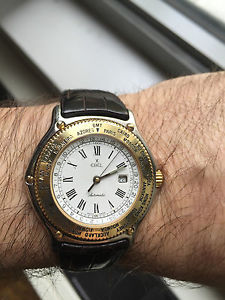 EBEL VOYAGER WATCH 18K GOLD BEZEL Just Serviced! & New Croc strap! Gorgeous! NR!