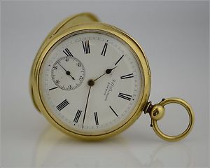 Rare Antique J.W. Benson London 18k Gold Pocket Watch - Key Wind/Set - Running