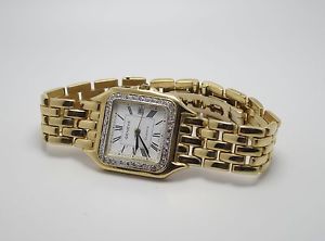 GENEVE 07501 WOMENS 18K GOLD DIAMOND BEZEL WATCH