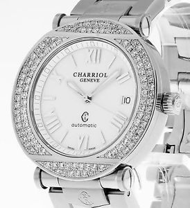 Charriol Columbus Stahl mit Diamantbesatz an Stahlband Ref.CCRA38