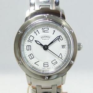 Pre-Owned HERMES Clipper Quartz SS White Dial Women's Wristwatch CP1.210, ML