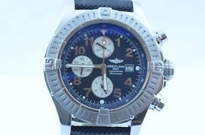 BREITLING SUPER AVENGER 1 CRONOGRAFO UOMO OROLOGIO ACCIAIO 48MM A13370 NERO+