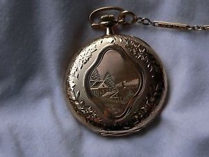 Taschenuhr 585 Gold Marke Elgin mit Kette + Messer .