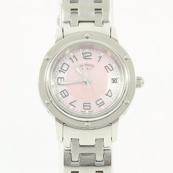 Used[B] Watch Hermes CP1.210 Clipper Classic Quartz Pink Shell Arabic G5L