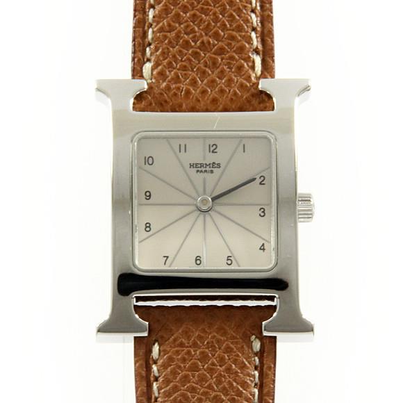 Used[B] Watch Hermes HH1.210 H Watch Quartz Silver Arabic Brown S3W
