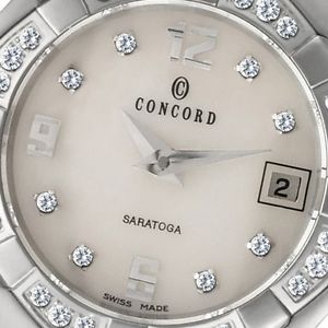 Diamond Concord Saratoga Watch; Mother of Pearl dial & Stainless Steel bracelet