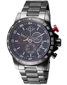 GV2 by Gevril Men's Black Stainless Steel Tachymeter Day Date Watch