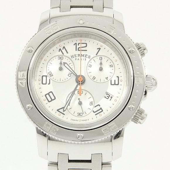 Used[B] Watch Hermes CP2.410 Clipper Diver Chronograph Quartz Silver Arabic Z7O