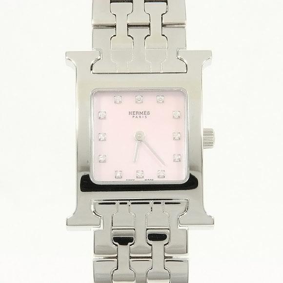 Used[B] Watch Hermes HH1.210 H Watch 12P Quartz Pink Shell Diamond K9C