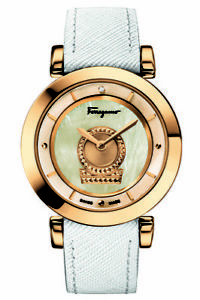 Ferragamo Women's FQ4270015 'Minuetto' White Leather MOP Watch