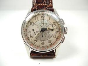 VINTAGE 1940s SS LEMANIA CH27 CHRONOGRAPH WRISTWATCH.