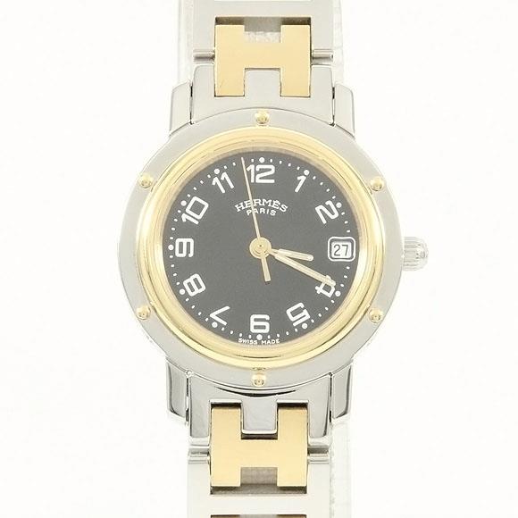 Used[B] Watch Hermes CL4.220 Clipper Combi Quartz Black Arabic X0D