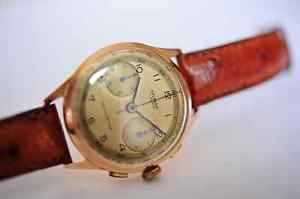 Splendit vintage watch, chronograph 18K solid gold (Landeron cal. 48)
