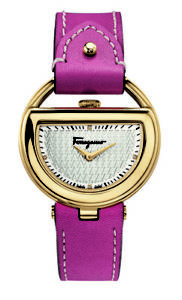 Ferragamo Women's FG5050014 BUCKLE Diamond Gold IP Pink Leather Wristwatch