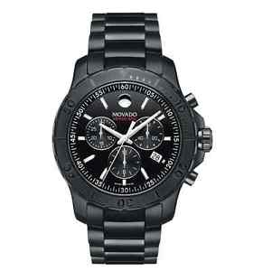 NWOT Men's Movado 2600119 Series 800 Black Chronograph Watch