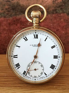 Superb 9ct Gold 1940 Open Faced Pocket Watch & Case by James William Benson