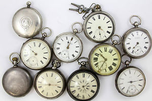 Antique Pocket Watches Sterling Silver x 10 Job Lot Pair Case Full Hunter Spares