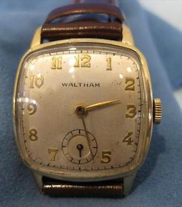 ANTIQUE WALTHAM 14KT YELLOW GOLD FILLED SQUARE MENS WATCH HANDSOME #19061