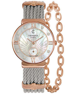 Charriol St. Tropez Round Steel Watch with Diamonds, 30mm ST30PD.560.010