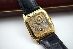 AUDEMARS PIGUET SKELETONIZED WATCH 18K RARE ORIGINAL BAND,BUCKLE & BOX C.1960-70
