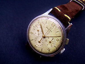 Vintage Zenith Chronograph tri-compax excelsior park 143 steel case patina dial