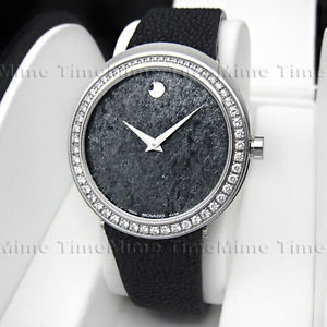 Men's Movado CAPELO Diamond Black Mineral Dial Swiss Quartz Watch RARE! BLING!