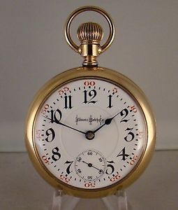 ILLINOIS BUNN SPECIAL 24j 14k GOLD FILLED OPEN FACE 18s RAILROAD POCKET WATCH