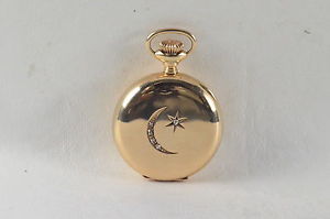 Antique 14K Solid Gold Elgin Pocket Watch w/ Diamonds, Comes w/ 14K Gold  Chain