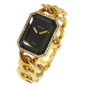 Auth CHANEL Premiere Wristwatch Diamond Bezel #L 18K Solid Gold Swiss G01284
