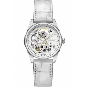 HAMILTON  - JAZZMASTER VIEWMATIC SKELETON LADY SIL - WHITE LEATHER ref. H3240581