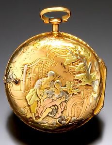 Le Roy Paris 22K Gold Repousse Pocket Watch Rare Cylinder Conversion Movement