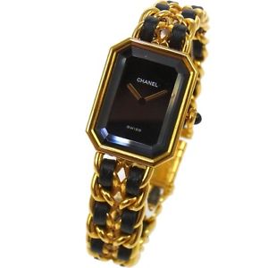 AUTHENTIC CHANEL VINTAGE PREMIERE WRISTWATCH GOLD QUARTZ SWISS MADE XL H02315