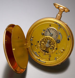 18K Gold Quarter Hour Pump Repeater Early Verge Pocket Watch Antique from 1830