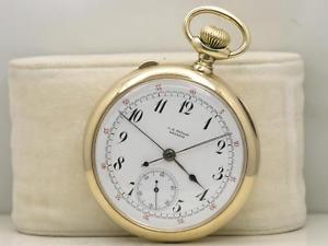 SOLID 14K MEYLAN 47MM RATTRAPANTE "SPLIT" CHRONOGRAPH POCKET WATCH