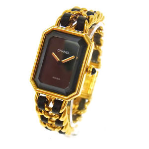 Authentic CHANEL Vintage Premiere Wristwatch Gold Quartz Swiss Made #M A19108