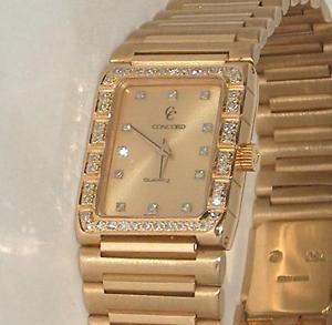 Concord Modern Solid 18K Gold Diamond Bezel Diamond Dial Swiss Watch For Women