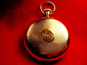 J E CALDWELL & CO 18 KT HR EKEGRIN HUNTING CASE RUNNING WATCH--54MM!!   #1040M