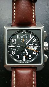 GENUINE FORTIS 667.10.41 L.16 SQUARE SWISS AUTOMATIC CHRONOGRAPH MEN'S WATCH NEW