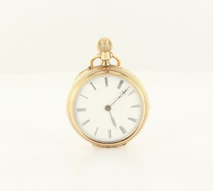 Vintage 14K Gold Swiss Chaux De Fonds Open Face Ladies Pocket Pendant Watch
