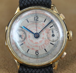 VINTAGE WATCH CHRONOGRAPH OLIMPIQUE 1920 LANDERON YELLOW GOLD 18KT HERRENUHR